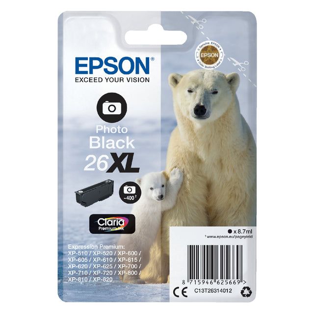 Epson - Inkcartridge Epson 26XL T2631 Foto Schwarz | Blasen Sie ein 1 Stück