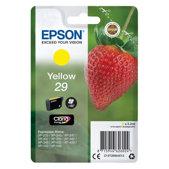 Epson - Ink Patrone 29, 180 Seiten, OEM C13T29844012, Geel