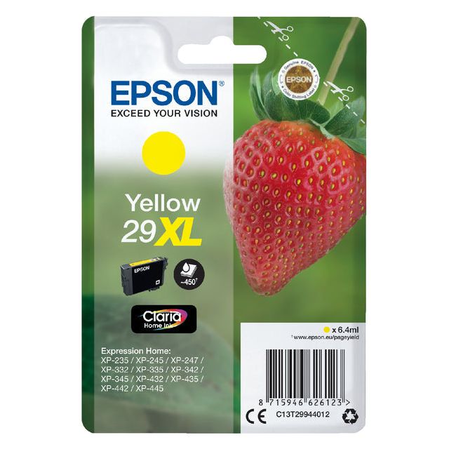 EPSON - Cartridge à encre 29xl, 450 pages, OEM C13T29944012, GEEL