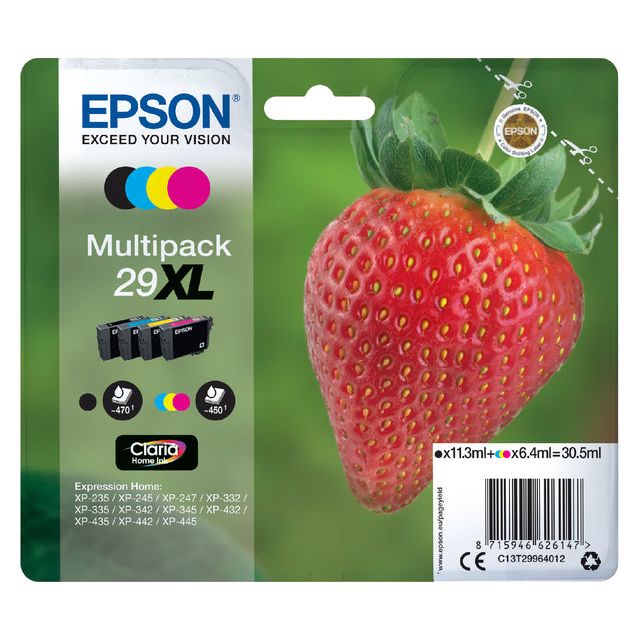 Epson - Inkcartridge Epson 29XL T2996 Schwarz + 3 Farben | Blasen Sie ein 4 -Stück