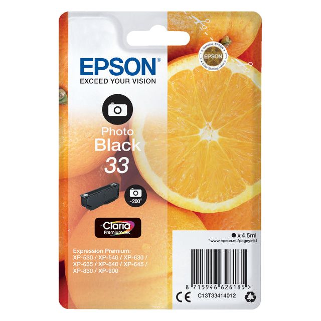 Epson - Inkcartridge Epson 33 T3341 Foto Black | Blasen Sie ein 1 Stück