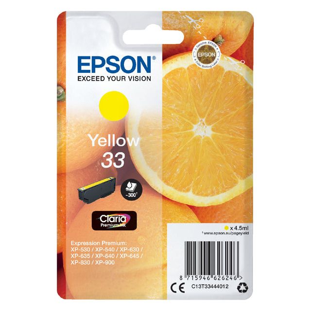 Epson - Inkcartridge Epson 33 T3344 Yellow | Blasen Sie ein 1 Stück