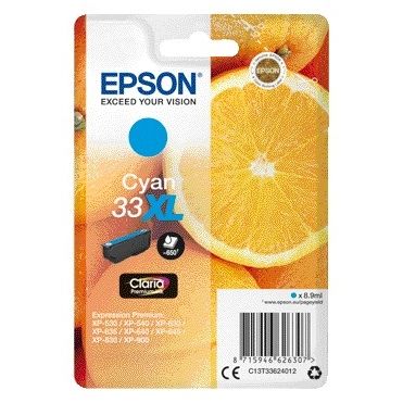 Epson -  Oranges Singlepack Cyan 33XL Claria Ink