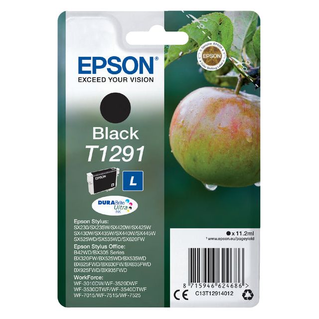 EPSON - Cartridge à encre T1291, 380 pages, OEM C13T12914012, noir