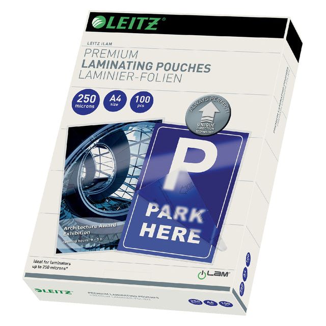 LEITZ - COUVERTURE DE LAMINAGE LEITZ ILAM A4 2X250 MICRON | Prendre 100 pièces