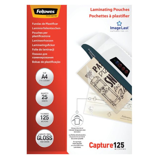 Fellowes - lamineerhoes Capture125 ft A4, 250 micron (2 x 125 micron), pak van 25 stuks