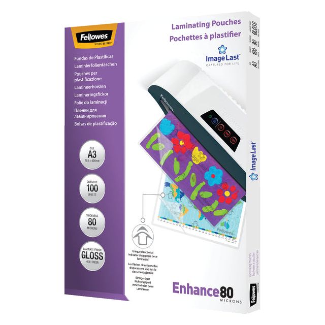 Fellowes - lamineerhoes Enhance80 ft A3, 160 micron (2 x 80 micron), pak van 100 stuks