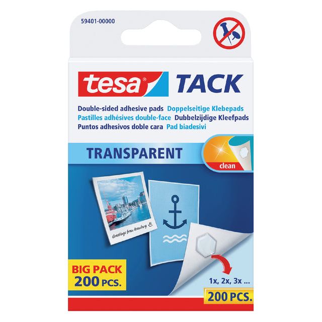 Tesa - Dubbelzijdige kleefpads tack transparant 200 stuks