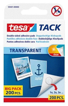 Tesa -  Kleefpads tack dubbelzijdig transparant 200st