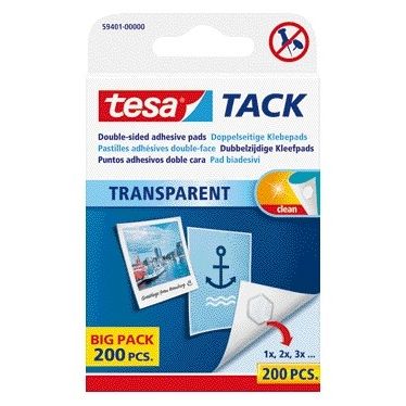 Tesa - Cuscinetti adesivi ® TACK bifacciali trasparenti 200 pezzi 200 pezzi