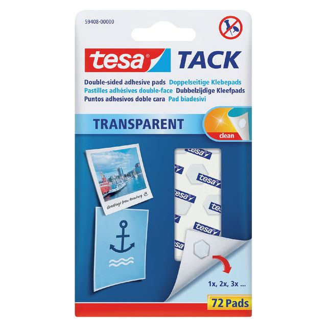 Tesa - Kleefpads Tack Double -Sided Transparent 72st | Blasen Sie ein 72 Stück | 20 Teile