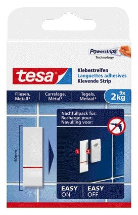 Tesa -  Kleefstrips ® tegels metaal 2kg wit 9 stuks