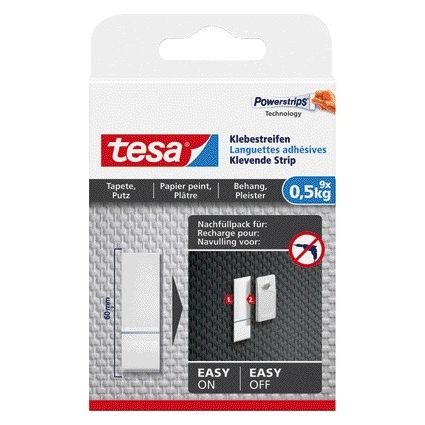 Tesa - Tiras adhesivas ® papel pintado yeso 0,5kg blanco 9 piezas 9 piezas