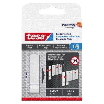 Tesa - Tiras adhesivas ® papel pintado yeso 1kg blanco 6 piezas 6 piezas