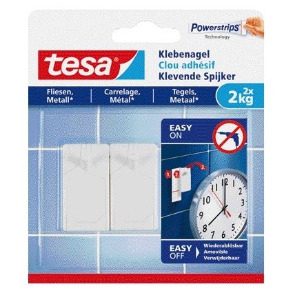 Tesa - Adhesive Nail ® tiles metal 2kg white 2 pieces