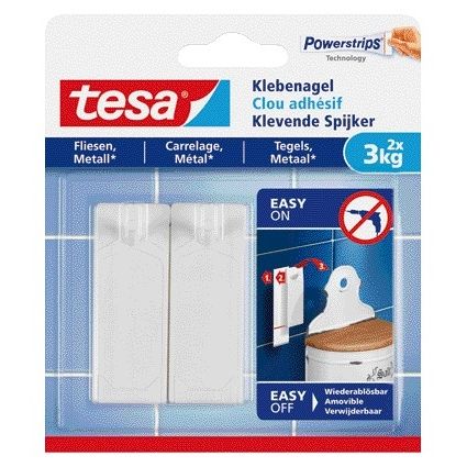Tesa - Adhesivo Nail® azulejos metal 3kg blanco 2 piezas