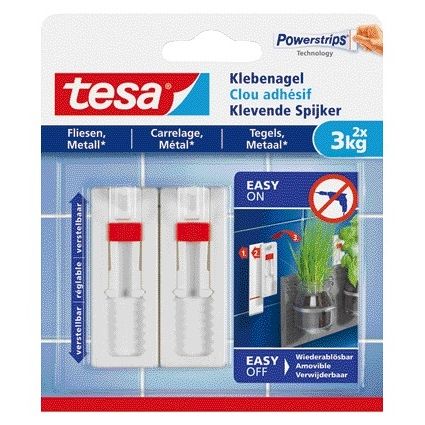 Tesa - Adhesivo Nail ® azulejos metal 3kg ajustable blanco 2 piezas
