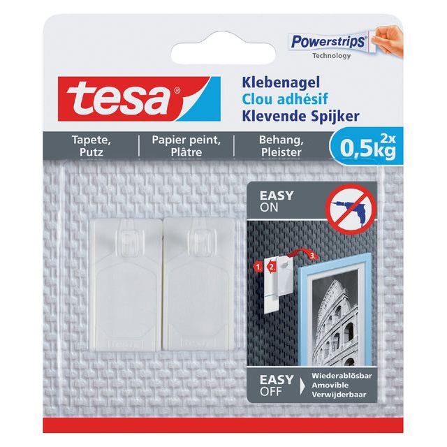 Tesa - Klevende spijker behang en pleisterwerk 0.5kg | 8 stuks