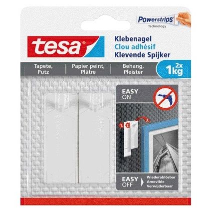 Tesa - Adhesivo para uñas ® papel pintado y yeso 1kg blanco 2 piezas
