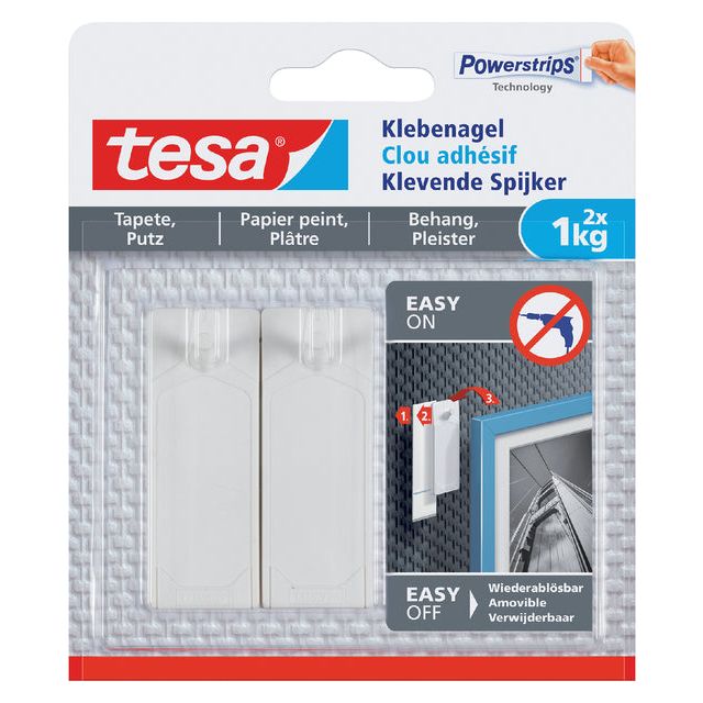 Tesa - Klevende spijker behang en pleisterwerk 1kg | 8 stuks