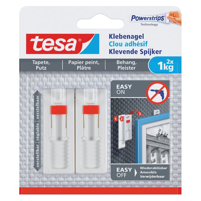 TESA - Adhésif Spijker Wallpaper Plâtre 1kg Réglageb | Emballez un 2 pièces | 8 pièces