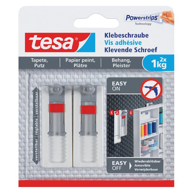 Tesa - Kleberschraube Tapete Gips 1 kg Einstellung | Packen Sie ein 2 Stück | 6 Stück