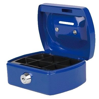 Pavo - Money box with coin slot 125x95x60mm blue