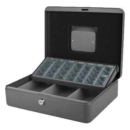 Pavo - Hucha con bandeja clasificadora de monedas 300x240x90mm gris