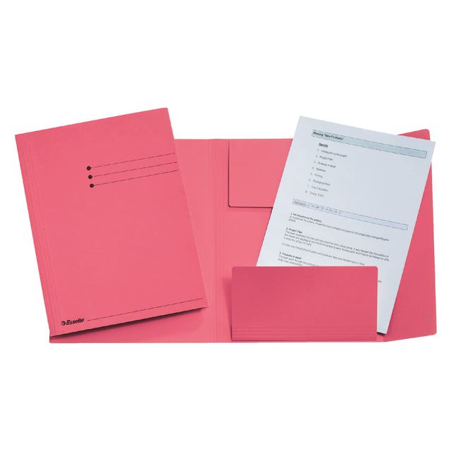 Esselte - Dossier Dossier Esselte Folio 3 Valve Manilla 275gr Pink | Boîte extérieure une pièce de 50