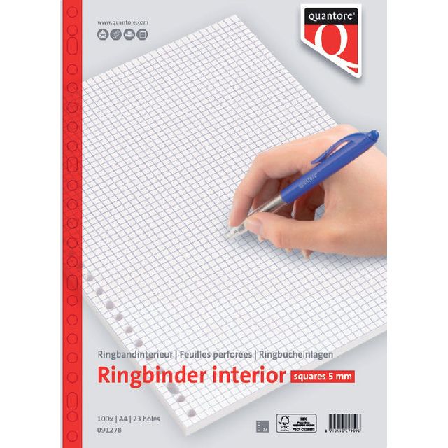 Quantore - Interieur A4 23-gaats ruit 5mm 100vel | 5 stuks