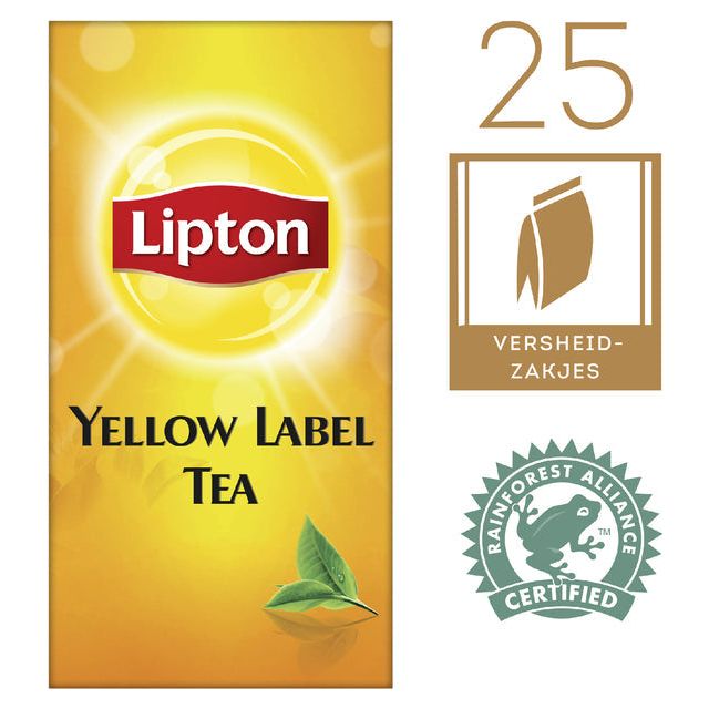 Lipton Tea Company - Tee, gelbes Etikett, Quetschable, Schachtel mit 25 Taschen