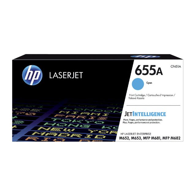 HP - toner 655A, 10 500 pagina's, OEM CF451A, cyaan