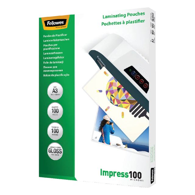 Fellowes - lamineerhoes Impress100 ft A3, 200 micron (2 x 100 micron), pak van 100 stuks