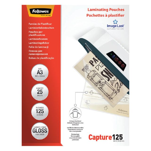 Fellowes - Couverture de laminage Fellowes A3 2x125Micron | Prendre 25 pièces