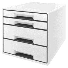 Leitz - Cassettiera Wow CUBE A4 maxi 4 cassetti bianco/nero