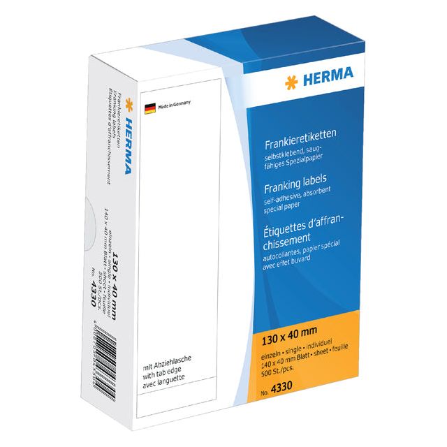 Herma - Franking -Label Herma 4330 130x40mm 500 Stück | Box ein 500 -Etikett