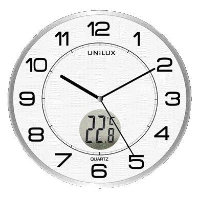 UNILUX - Reloj de pared Tempus Ø 30,5 cm gris claro/blanco