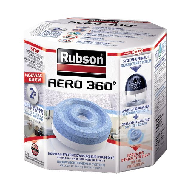 Rubson - Entrepreneur d'humidité Aero 360 Recharge Neutre | Box a 2 pièces