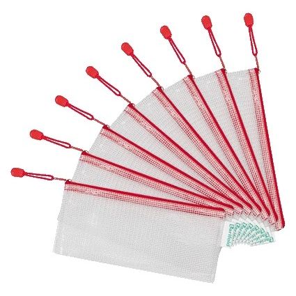 Tarifold -  Opbergtas met rits 250x115mm PVC rood | 8 stuks