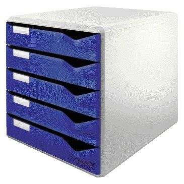 Leitz - Cassettiera A4 5 cassetti blu/bianco