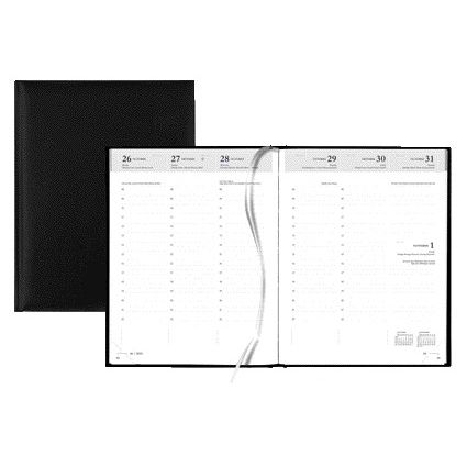 Quantore - Agenda 2026 semana 7 días/2 páginas A5 4 idiomas negro | 3 piezas