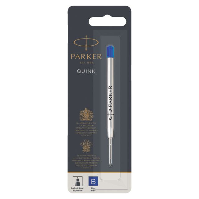 Parker - Ballpin Remplissage Parker Quink large bleu | Blister une pièce 1 | 12 pièces