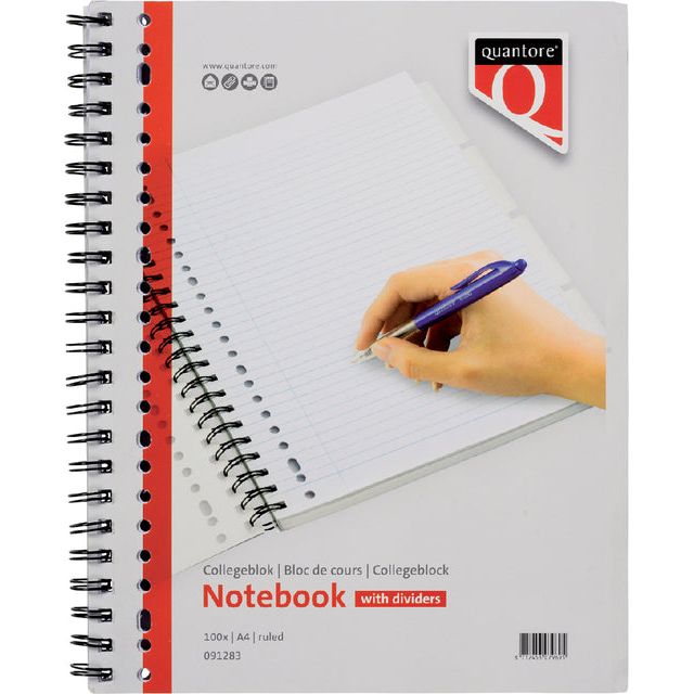 Quantore - Collegeblok A4 23-gaats 4 tabs lijn 100vel | 5 stuks