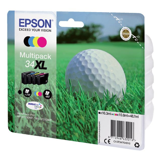 Epson - Inkcartridge Epson 34xl T3476 Schwarz + 3 Farben | Box ein 4 Stück