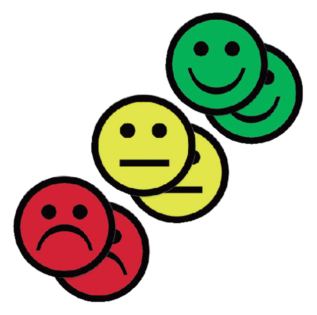 Visual Smit - aimant smiley 5cm 2x jaune 2x vert 2x rouge | Blister un 6 pièces