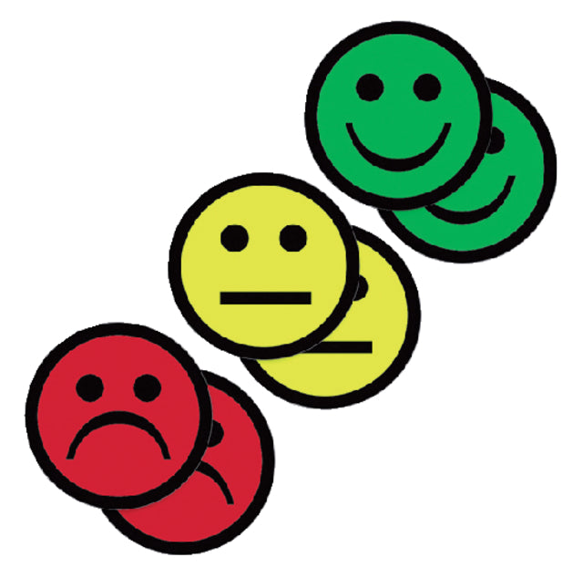 Visual Smit - aimant smiley 2,5 cm 2x jaune 2x vert 2x rouge | Blister un 6 pièces