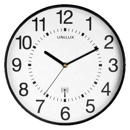 Unilux - Horloge murale Wave radiocommandée Ø 30cm noir/blanc