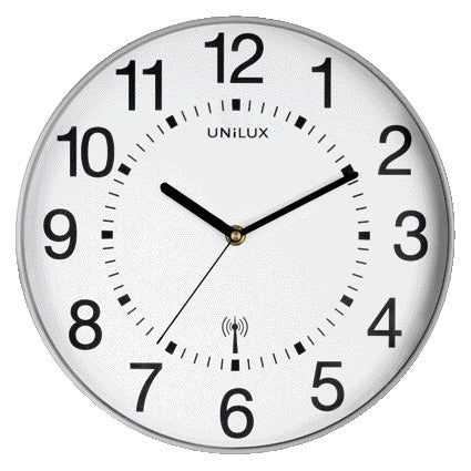 UNILUX - Orologio da parete Wave radiocontrollato Ø 30cm grigio argento/bianco