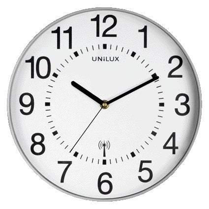 Unilux - Horloge murale Maxi radiocommandée Ø 37,5cm gris clair/blanc
