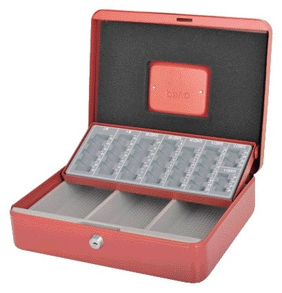 Pavo -  Geldkist met muntsorteerbak 300x240x90mm rood